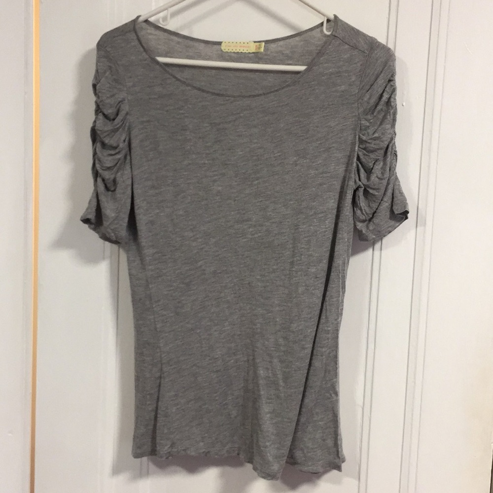Urban Outfitters Ruched Sleeve Gray Top